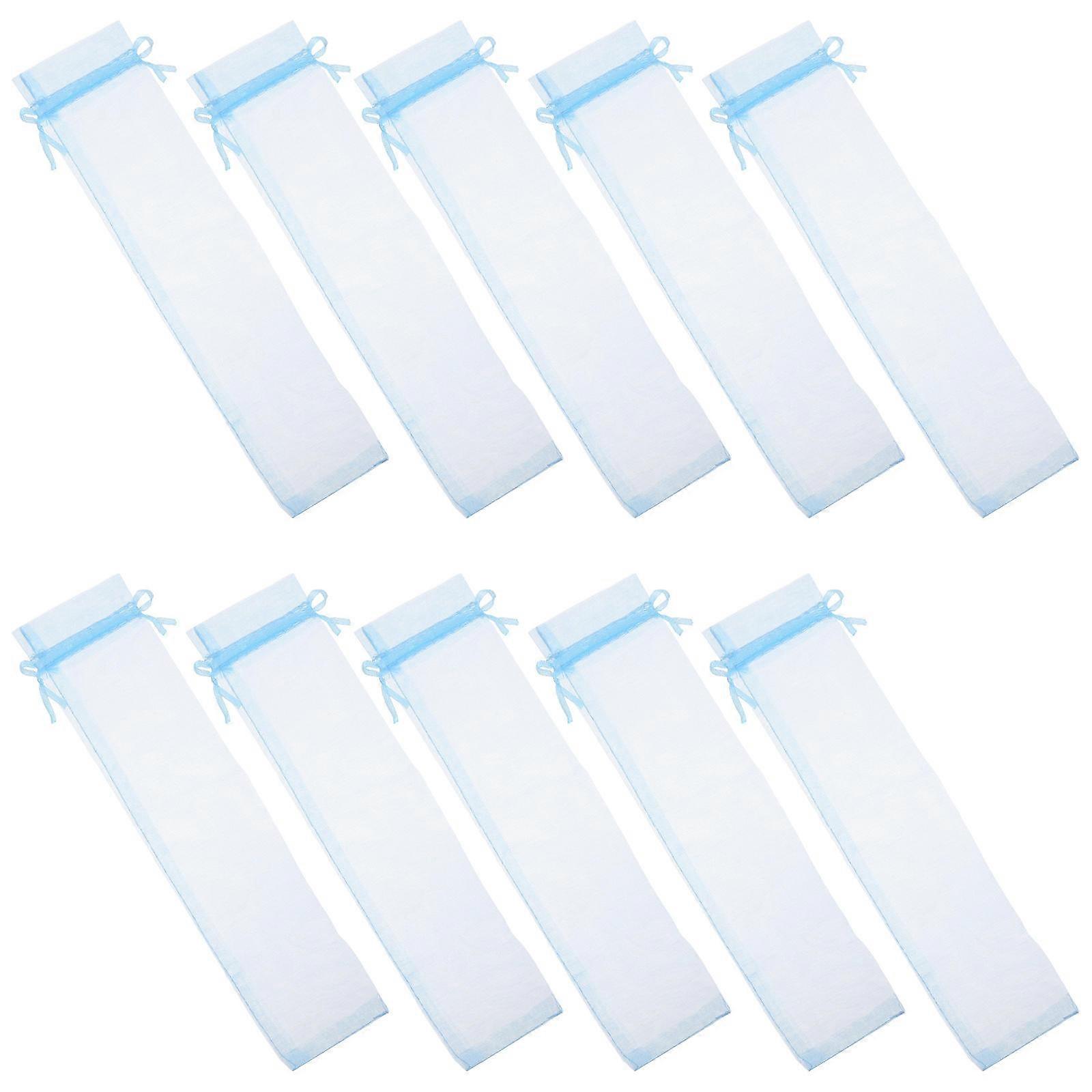 Netted Pouches Versatile Use For Small Items Secure Closure Sky-Blue Mesh Bags 50Pcs