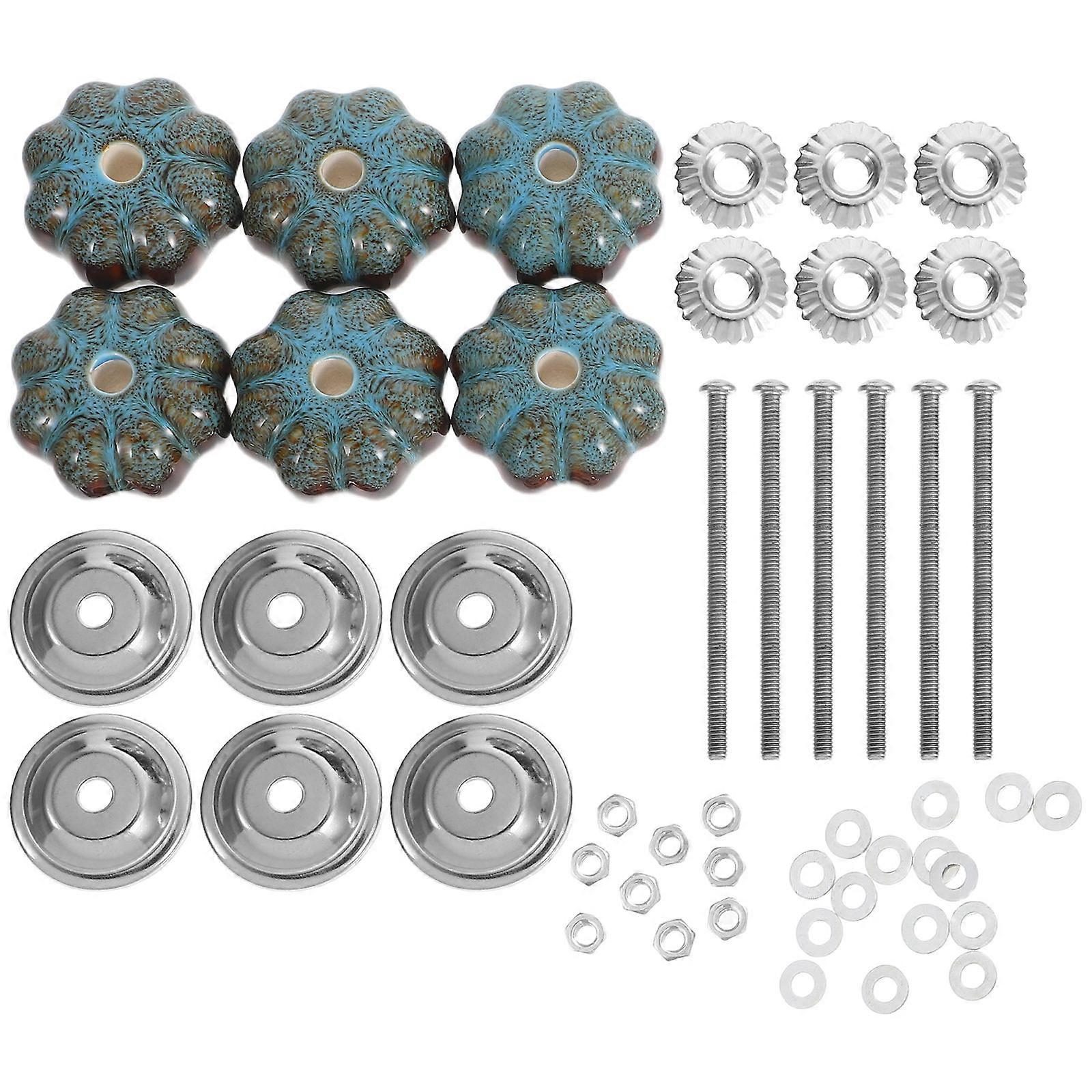 Unique Ceramic Knobs for Cabinets with Pumpkin Shape 6Pcs for Drawers