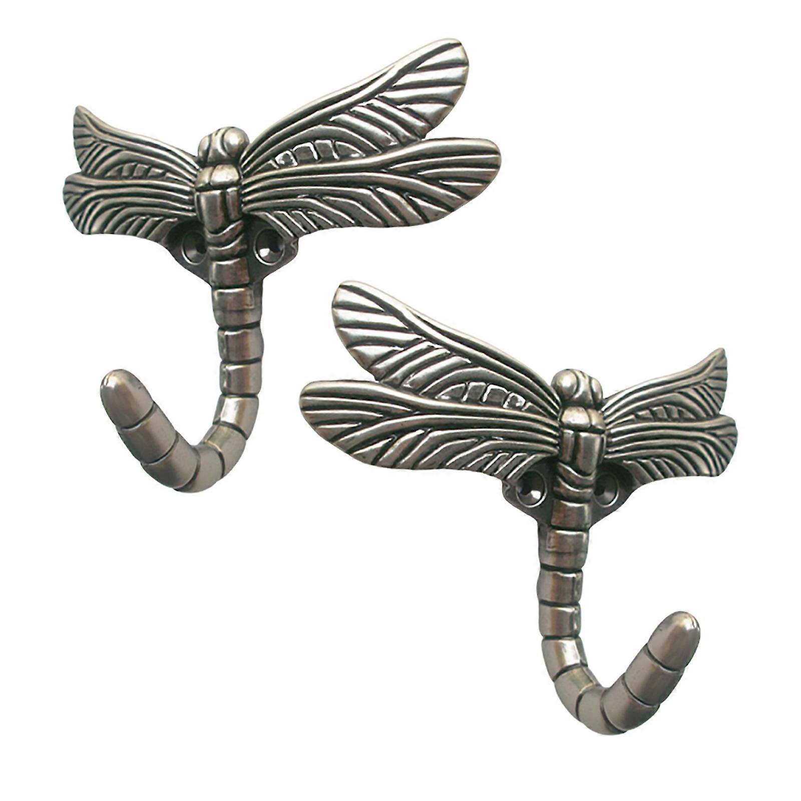 Dragonfly Wall Hooks for Hanging Hats with Strong Metal Hooks 2Pcs