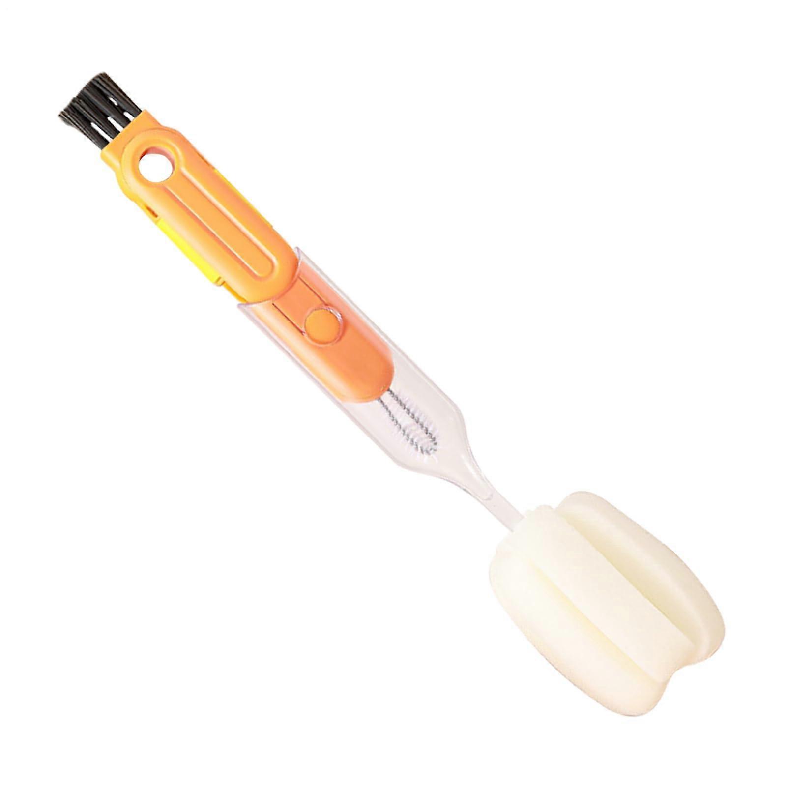 Bottle Cleaning Brush Set 5in1 Bottle Lid and Straw Cleaner for Water Bottles and Cups, Orange