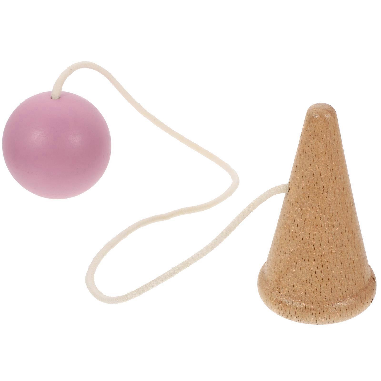 Pink Wood Kendama Toy for Hand Skill Coordination Exercise 3Pcs Set
