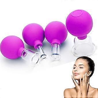 Conjunto de ventosas faciais de sucção a vácuo de silicone de 4 peças para massagem facial e terapia linfática