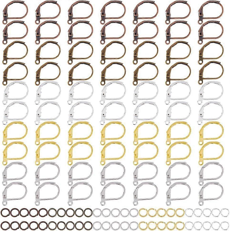 200Pcs 5 Color Leverback Earring Finding French Earring Hooks Brass Leverback Earring Findings French Hook Ear Wire with 5 Color Jump Rings for Earrin