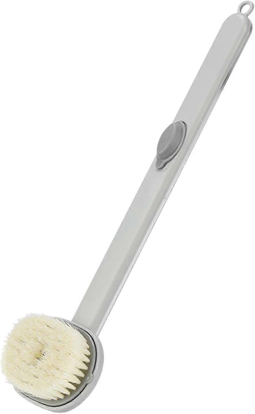 Bath Shower Brush with Soap Dispenser, Long Handle Exfoliating Bath Brush for Deep Cleansing, Gray