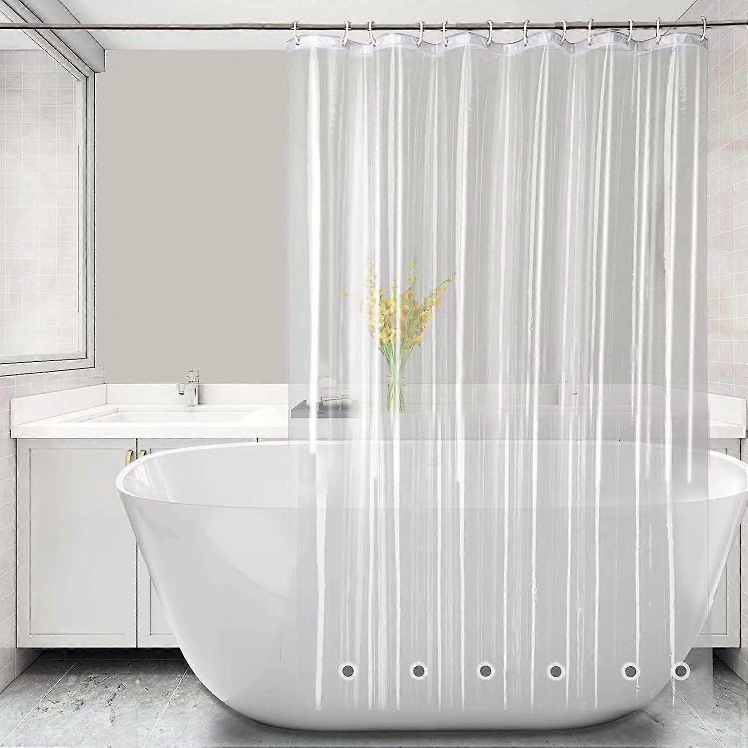 Extra Long Shower Curtain Liner 72x75 Inch Clear PEVA Waterproof with Rustproof Grommets and Magnets