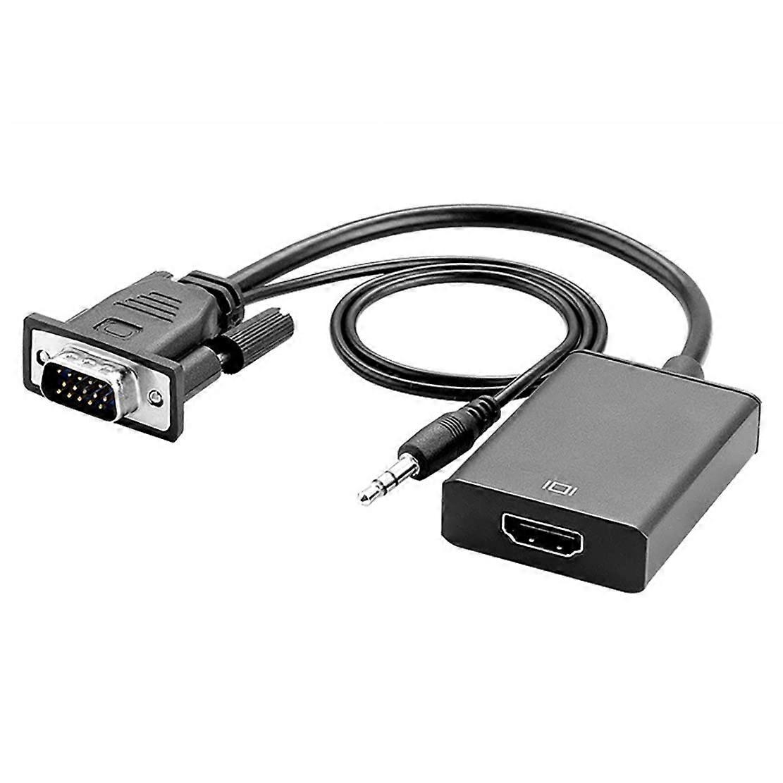 VGA to HDMI Compatible Converter with Audio and Power Cables, 1080P Signal Output for Computer to TV Connection