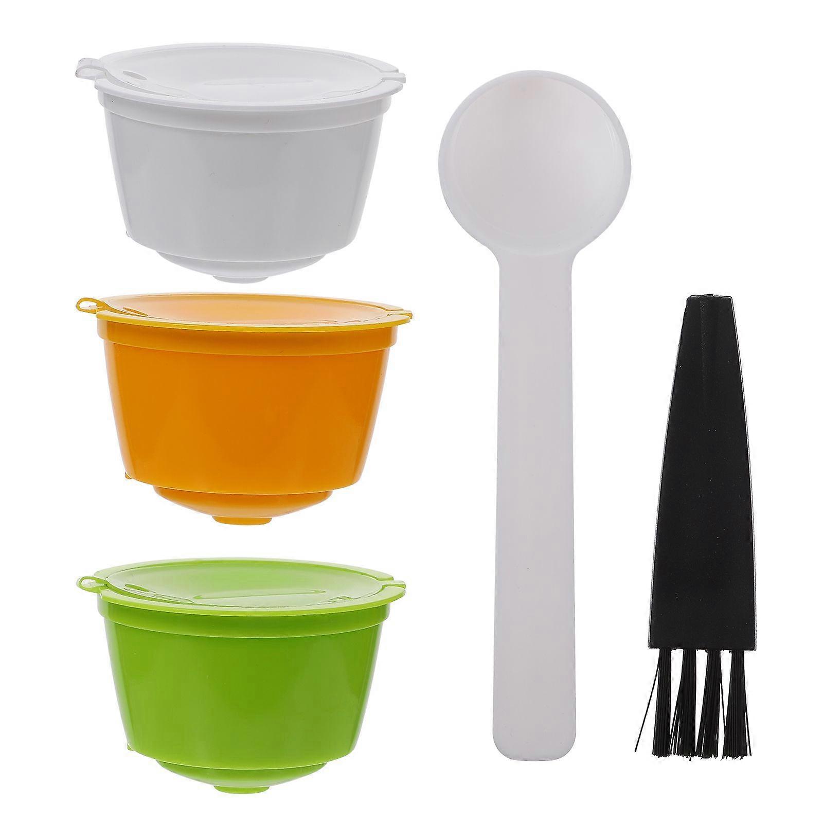 3pcs Reusable Coffee Capsule Coffee Tamper Filter Cup Compatible for Dolce Gusto