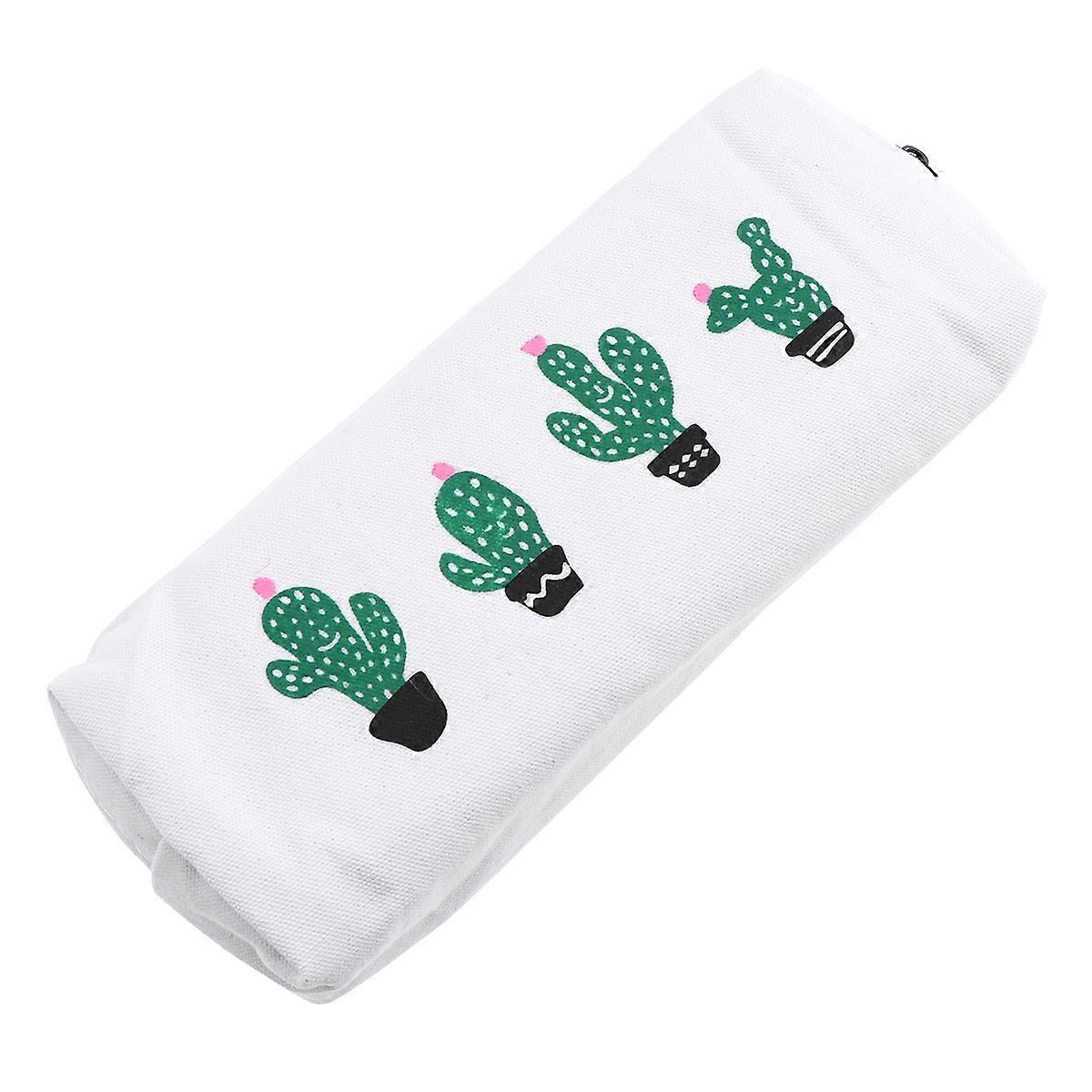 Canvas Pencil Case Cactus Stationery Storage Multi Octagonal Function 1Pcs