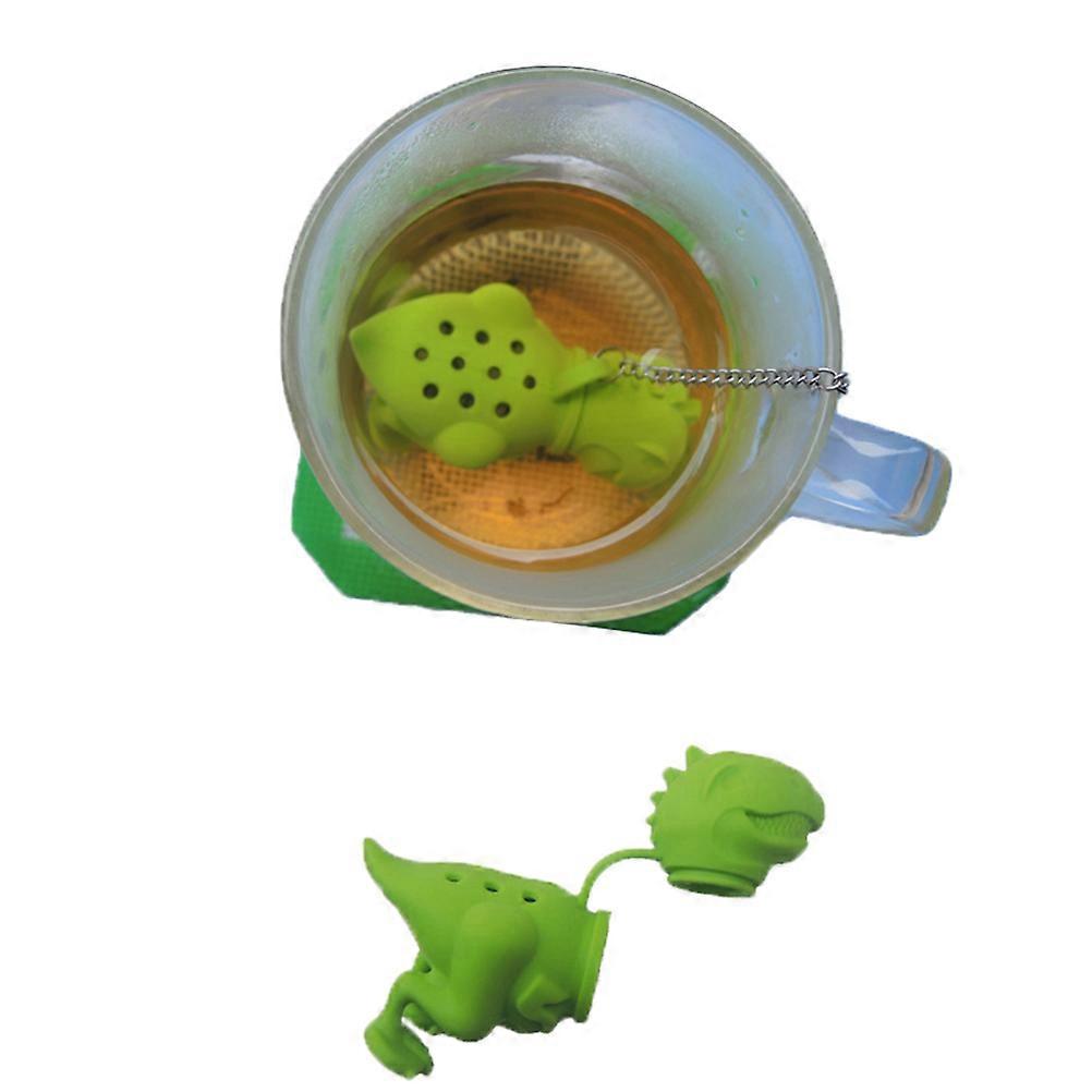 Dinosaur Tea Filter Silicone Infuser for Tea Use with Green Shade