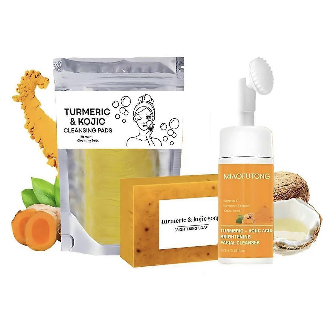 Turmeric Face Wash and Soap Set with Gentle Hydrating Formula for Deep Pore Cleansing