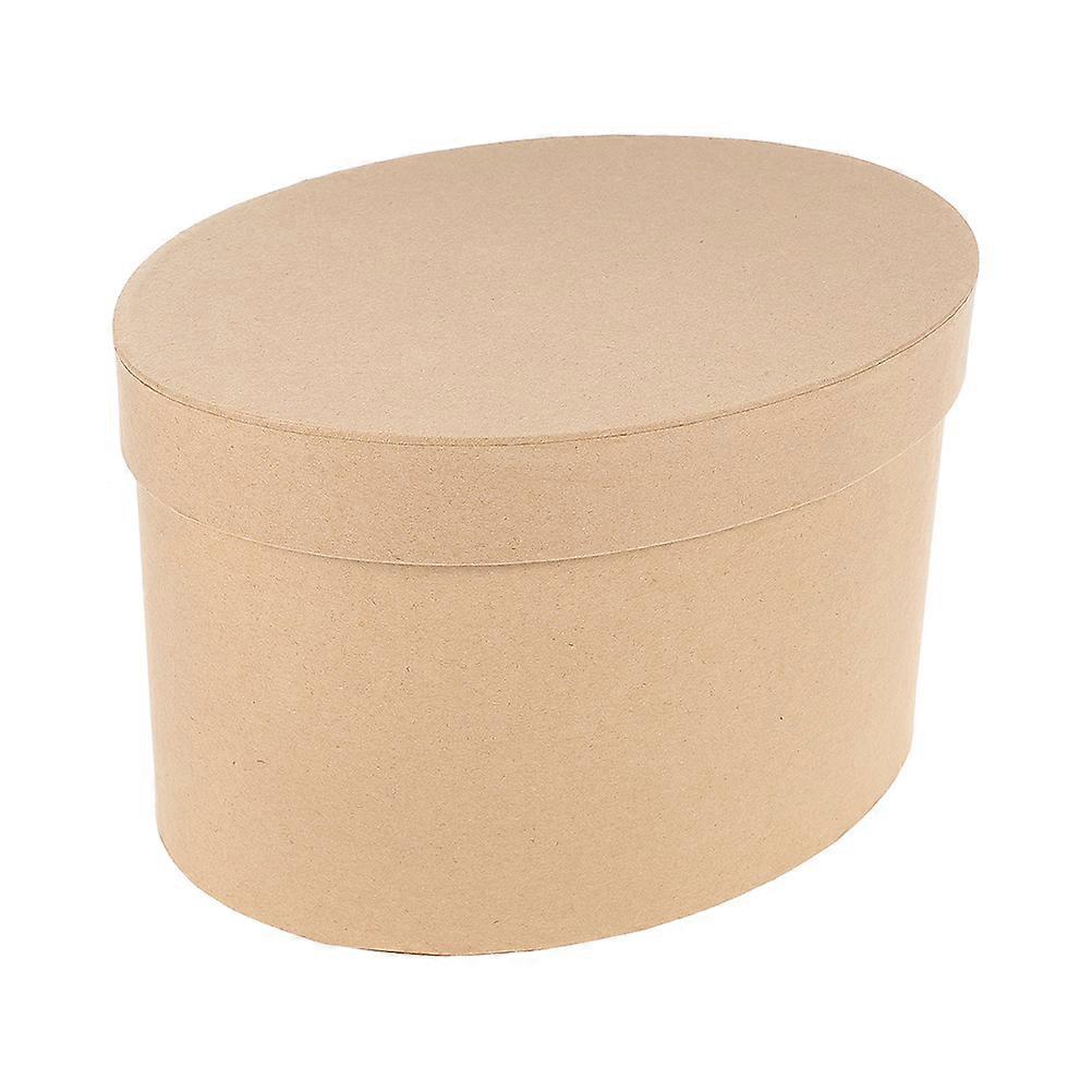 Cookie Box Oval Hardboard Box for Storage Use 4Pcs Khaki Paper Container