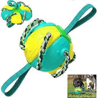 2025 Indestructible Dog flying disc ball Toy, deux jouets de football interactifs aux formes interchangeables pour petits, moyens et grands chiens (bleu)