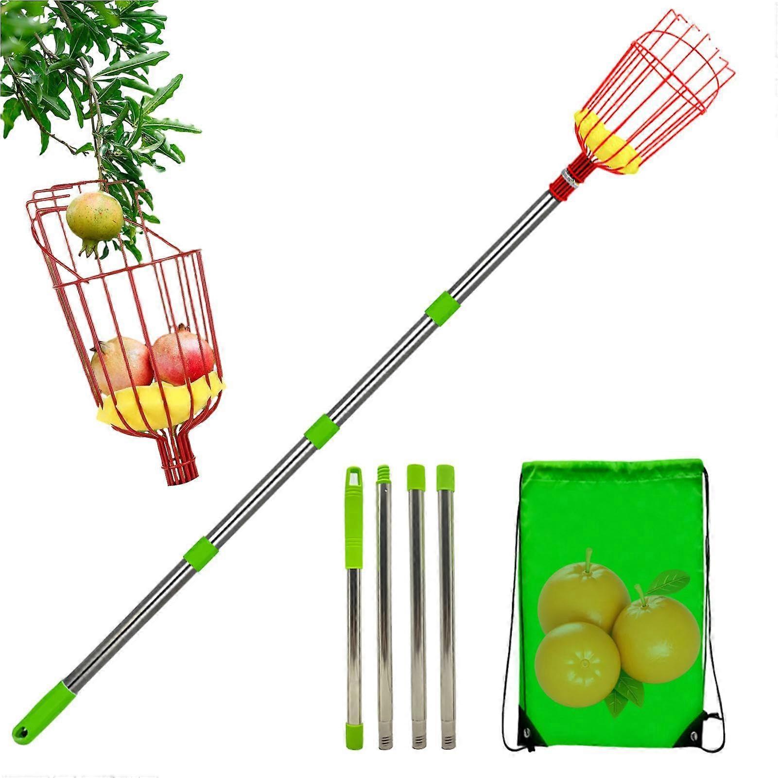 Telescopic Fruit Picker with Adjustable Handle and Detachable Basket for Apples Pears Lemons