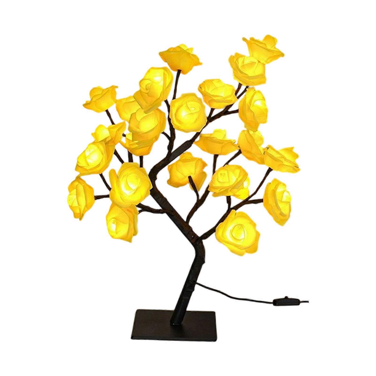 USB Powered Simulation Rose Tree Light Bedroom LED Night Light Plastic Texture Suitable for Bedside Night Reading  7