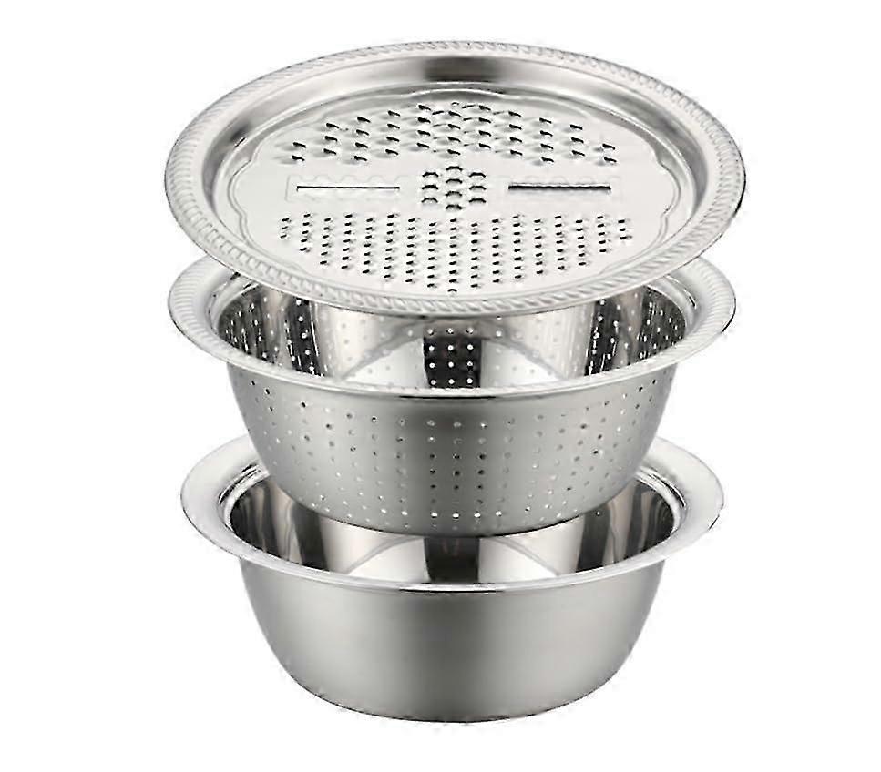 Multi-Functional Stainless Steel Basin For Slicing, Shredding And Filtering, 9.45-Inch Size