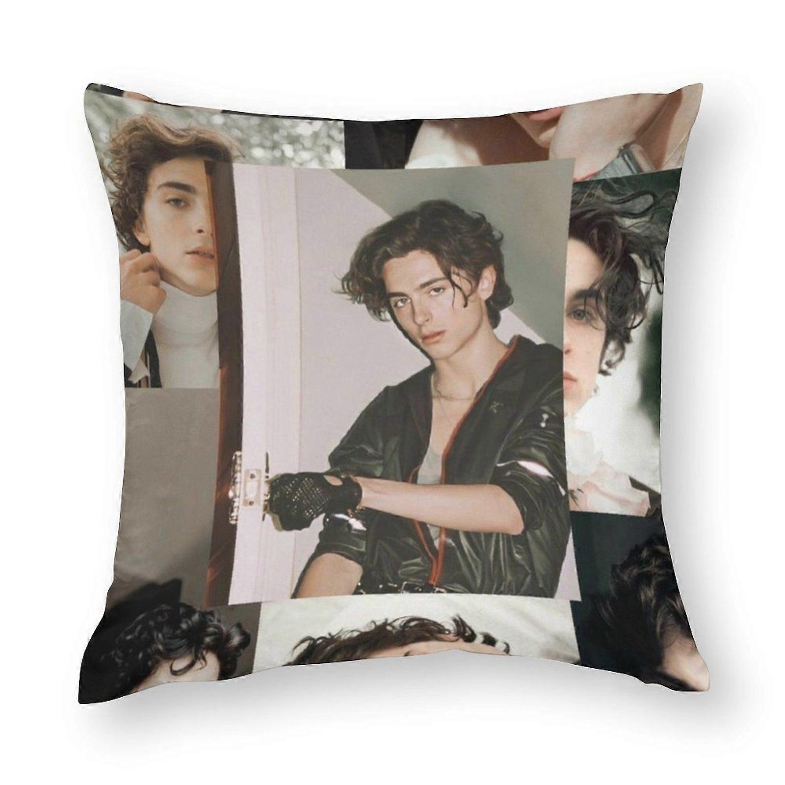 Timothee chalamet Throw Pillow Covers Geometric Square Mandala Inspired Durable for Dorm