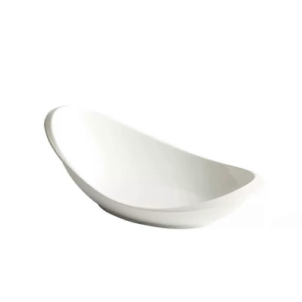 Ceramic Salad Bowl Set  Large White Oval Serving Bowls for Vegetables and Pasta, Stackable, Dishwasher Safe