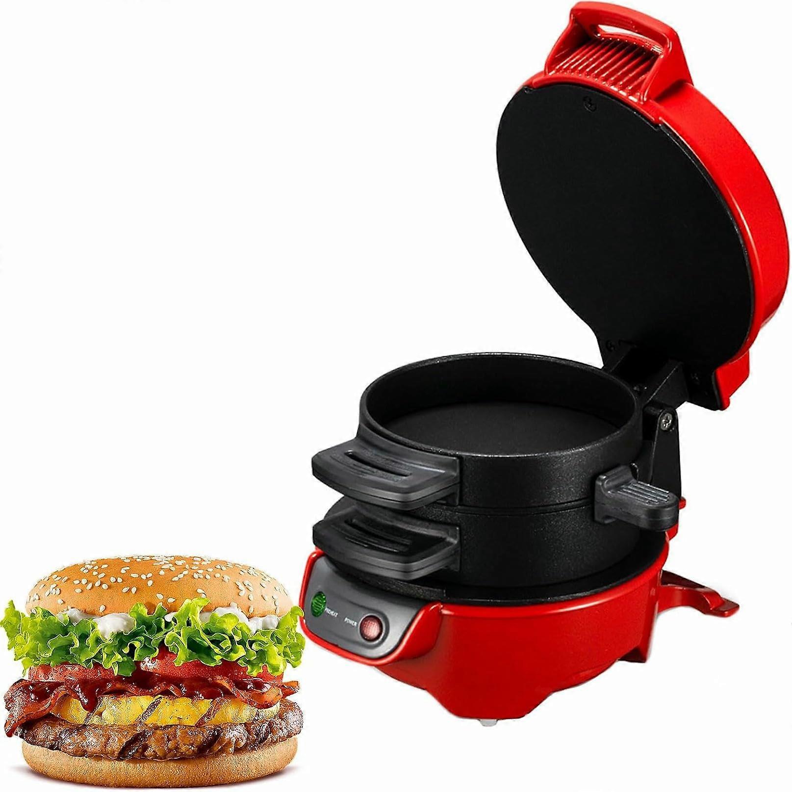 Multifunctional Electric Burger Maker and Sandwich Press with Fast Breakfast Prep  Red