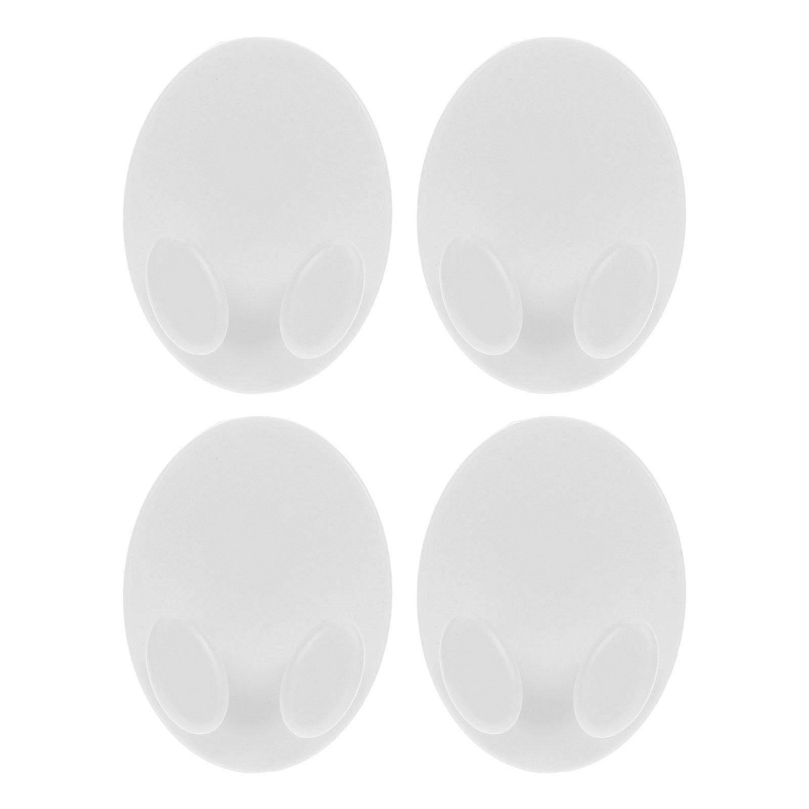4 Pcs Adhesive Hook Oval Socket Cable Hook Multifunctional Adhesive Plug Holder Cord Organizer Storage Rack Key Hanger (White)