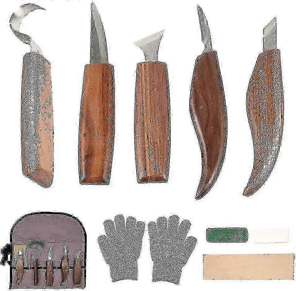 Carving tools set 10pcs with hook knife for wood and soft materials