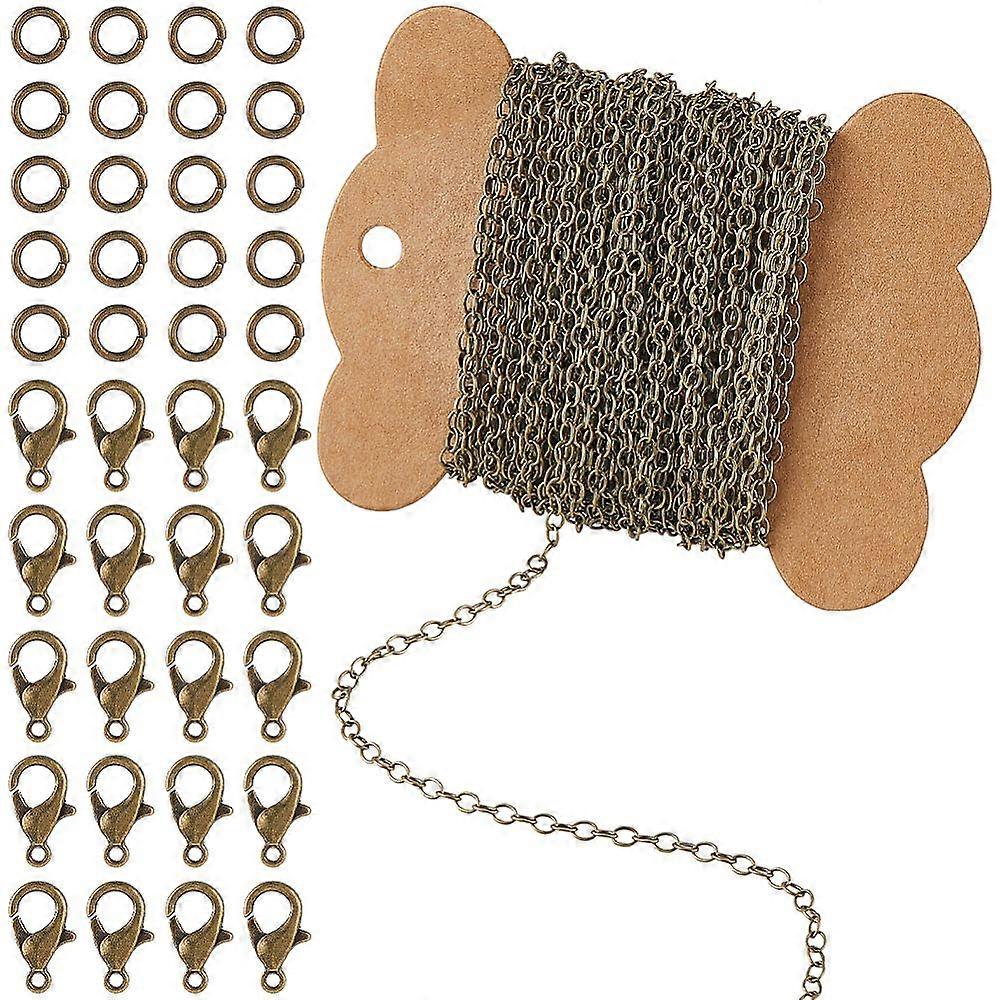 DIY Brass Oval Cable Chains Necklaces Making Kits Bronze Red Copper 3x2.5x0.6mm