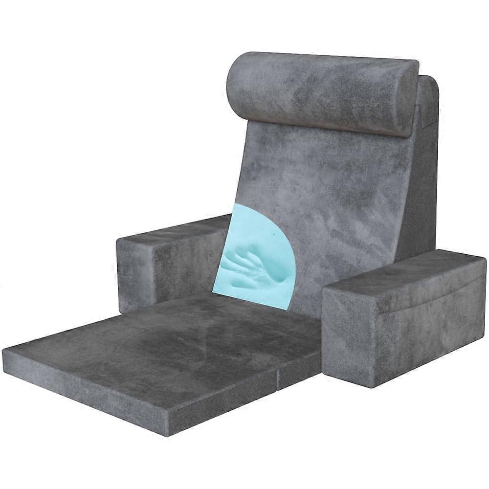 Reading Pillow with Arms and Seat Cushion, Adjustable Backrest Height, Memory Foam Support, 24'