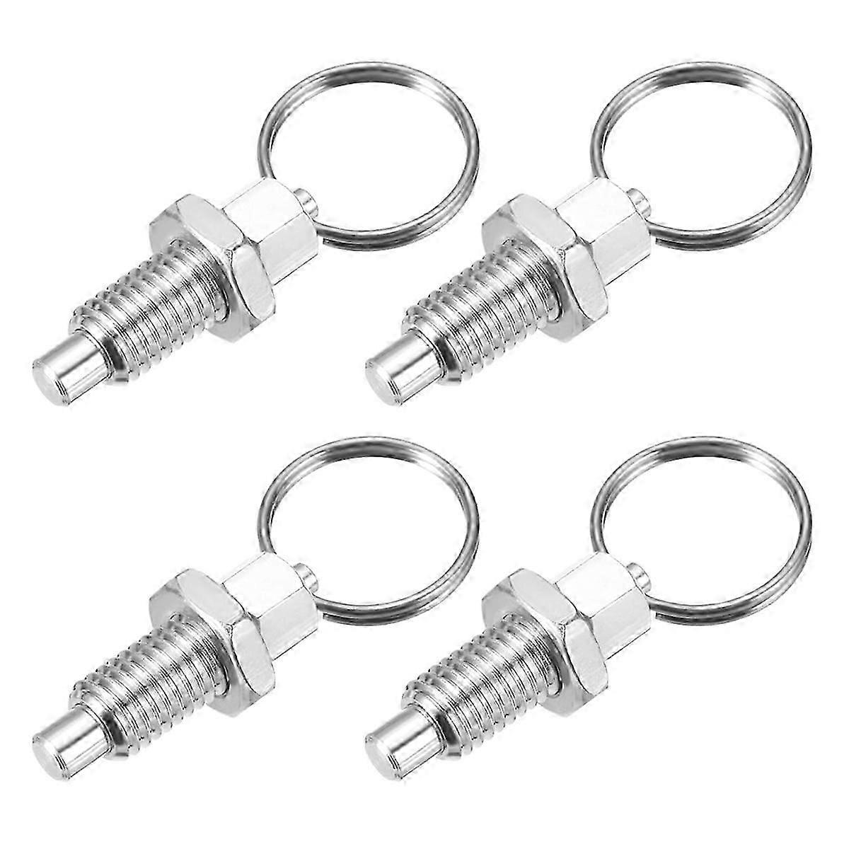 4Pcs Spring Plunger with Pull Ring,M10x1.5 Pull Ring Indexing Plunger