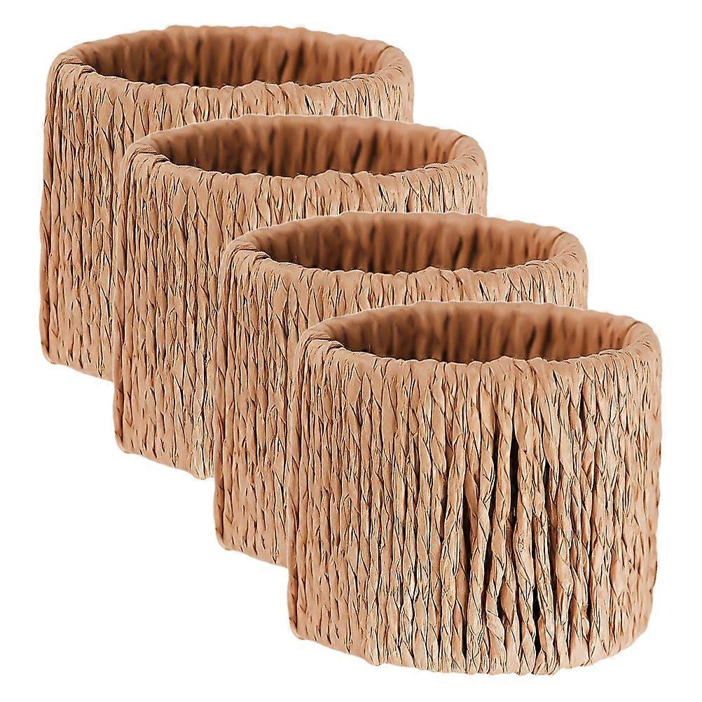 Rustic Handwoven Napkin Rings for Decor 4Pcs Dining Napkin Holders