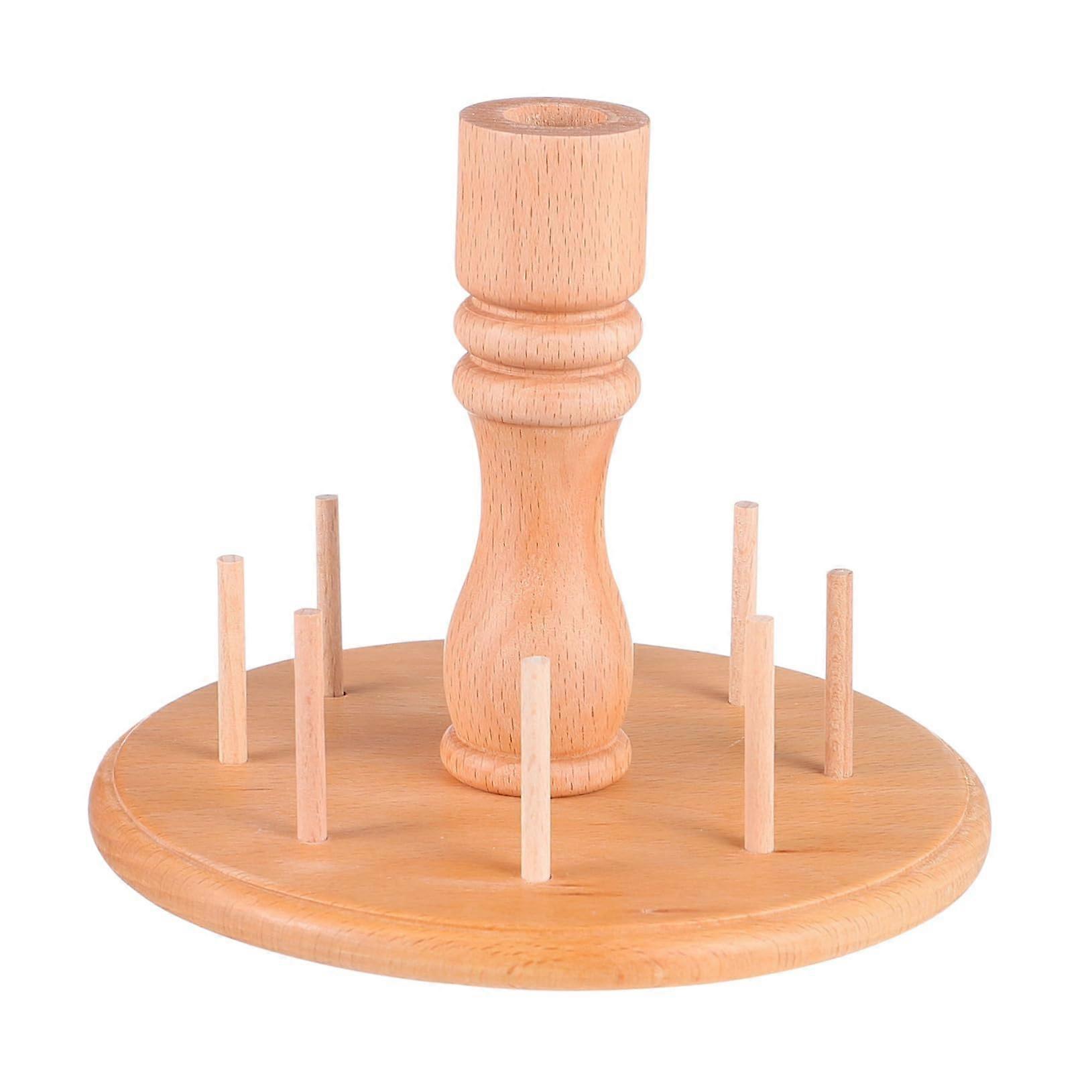 Sewing Thread Rack Wooden Spool Holder Organizer for 8 Threads Beige Tabletop Storage