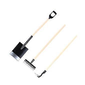 Miniatyrträdgårdsredskapsset 1:12 Dockhustillbehör med spade och högaffel för suckulenter svart