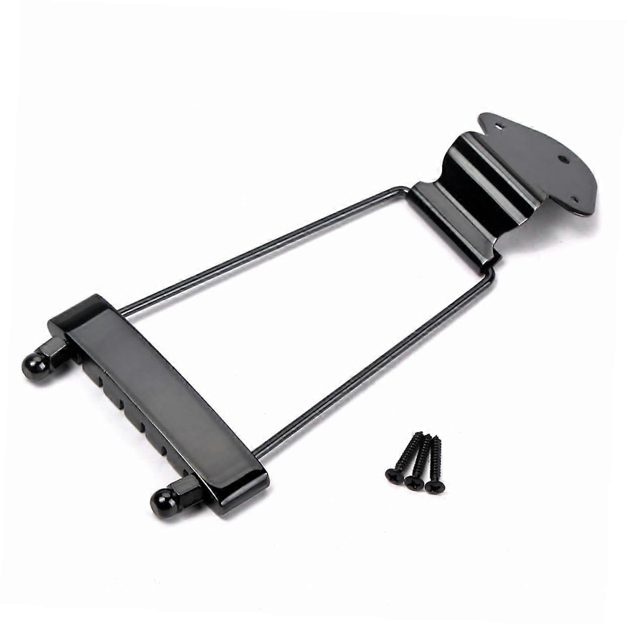 Black Jazz Archtop Guitar Tailpiece, Durable 6 String Replacement Bridge with Timeless Finish