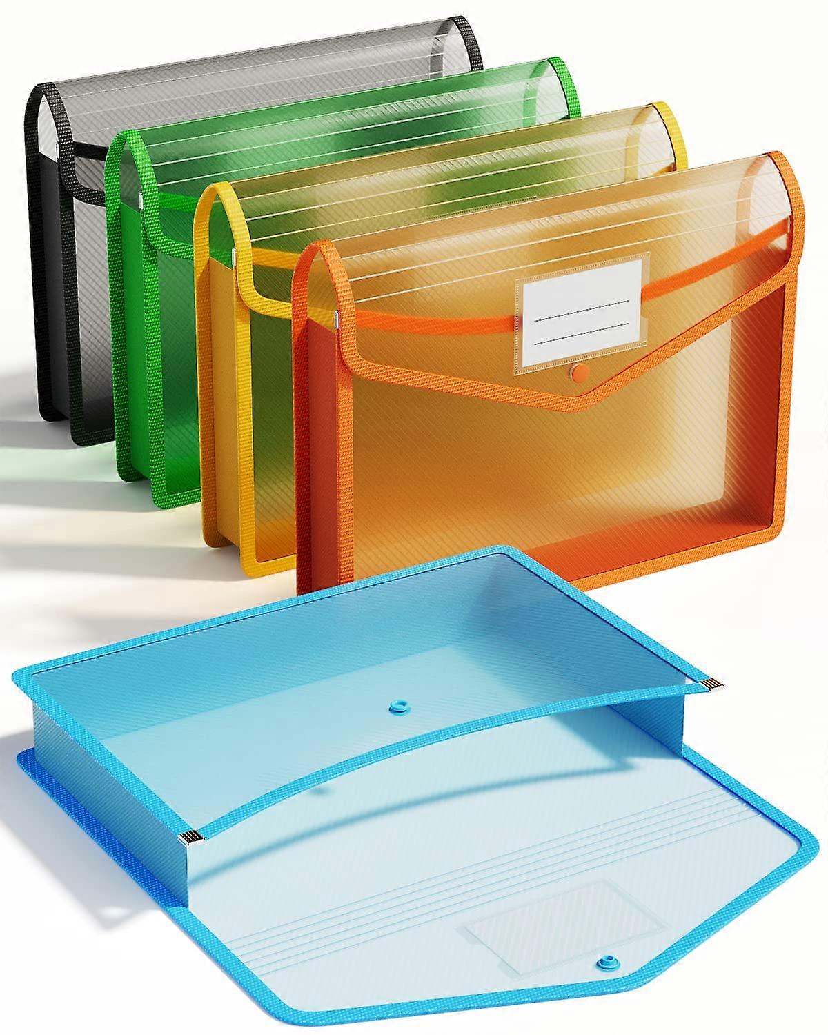 10 Pack Expandable Clear Plastic Document Folders Snap Closure For A4 Papers
