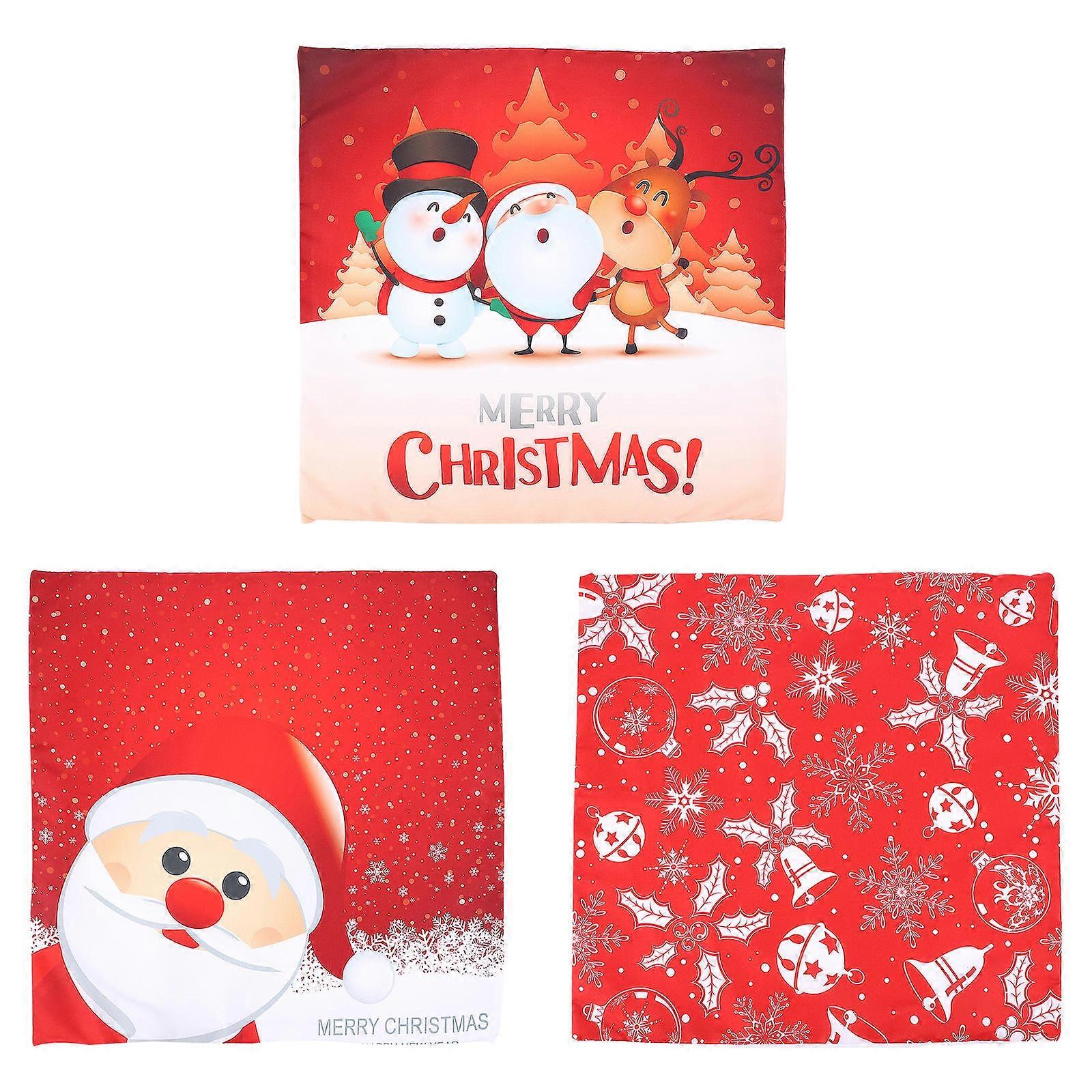 Christmas Pillowcase Sofa Cushion for Use 3Pcs Polyester Covers