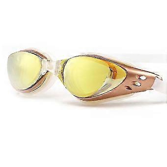 Schwimmbrille mit selbsttönenden, beschlagfreien Gläsern, geeignet für Damen und Herren – Gold