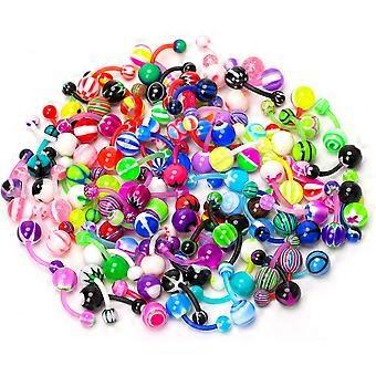 Assortert Lot av 100PCS Banana Piercing 14G Belly Button Rings Piercing smykker