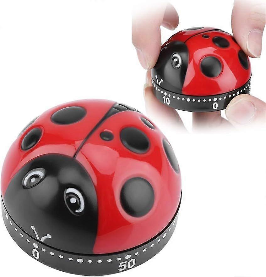 Ladybug Kitchen Cooking Timer, 60-Minute Reminder Timer, Mechanical Wind-Up Timer for Cooking, Baking, and Cooking Timing