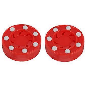 Rollerhockey-Pucks für Trainingszwecke, 2er-Set, rotes, robustes PP-Material.