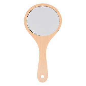 Wooden Round Hand Makeup Mirror Cosmetic Mirror Makeup Mirror with Handle