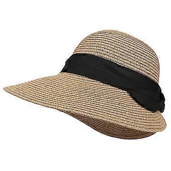 Summer Beach Straw Hats Women Foldable Big Wide Side Casual Female Panama Hat Sunshade Concave Top Cap Travel Sun Cap