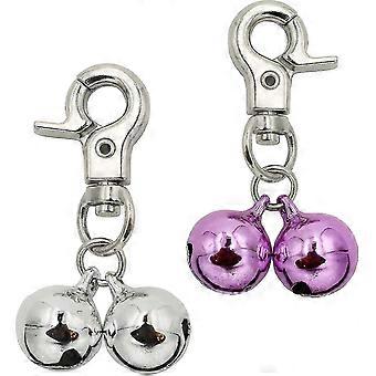 2 Pack Stainless Steel Bell Necklace Training Collar Charm Silver Pink