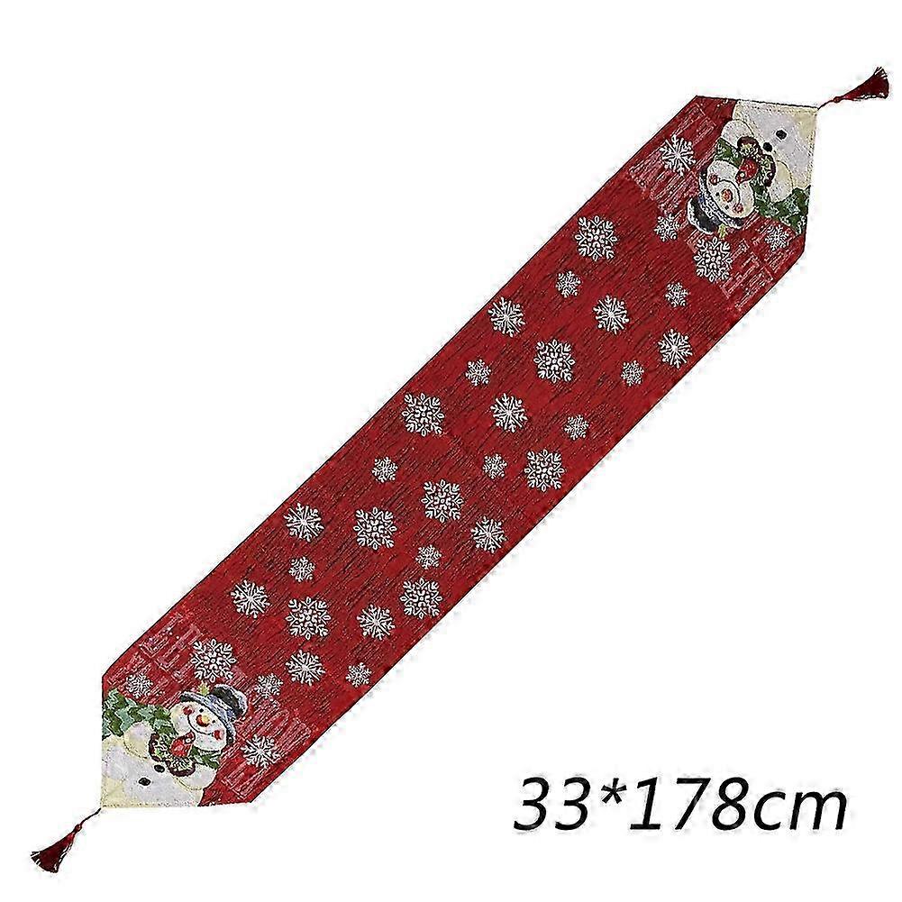 Snowman Christmas Birds Trees Table Runner