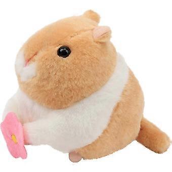 Trekkoord pluche hamster speelgoed opwindbaar elektrisch kwispelende staart roterend interactief speelgoed, bruin, 16 cm