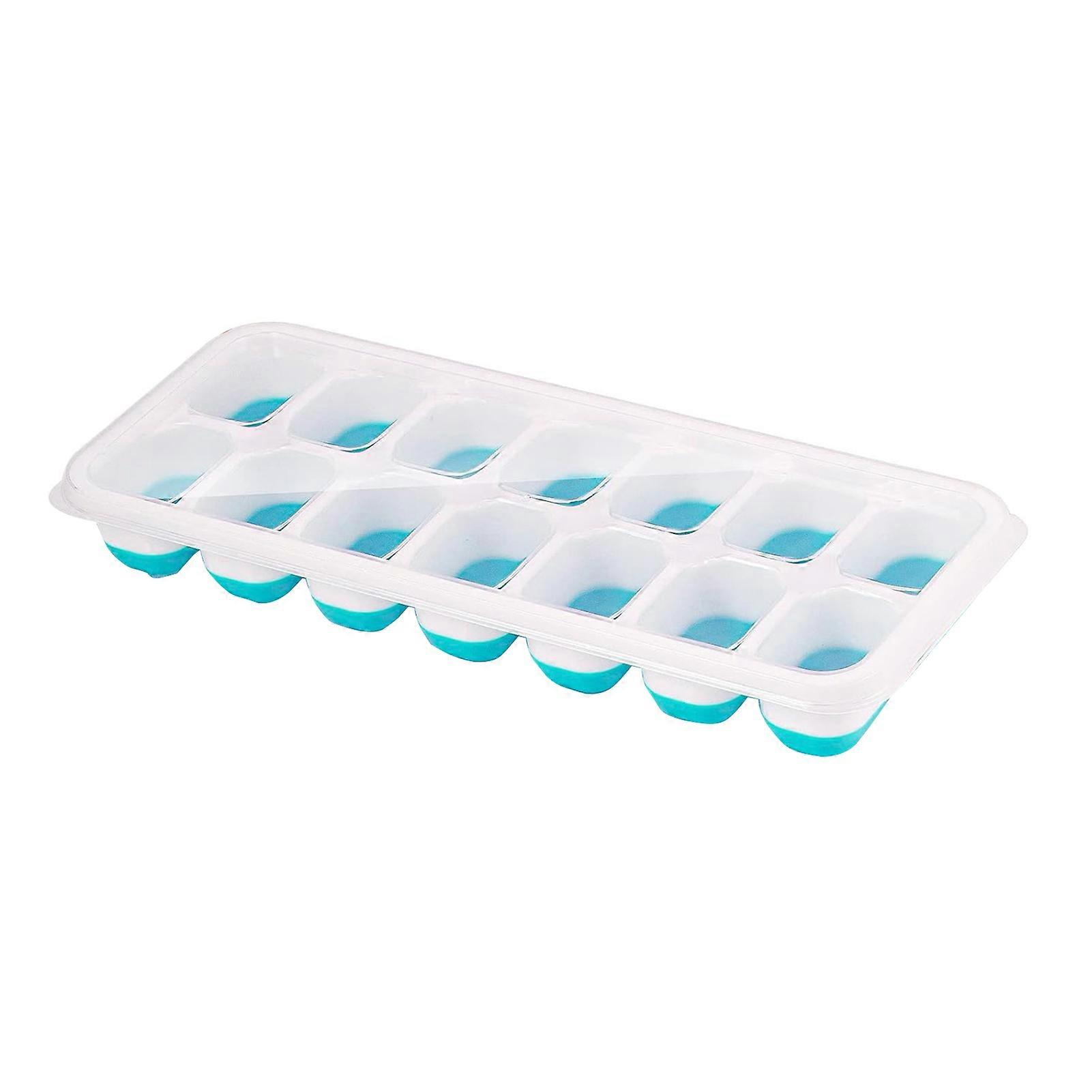 Silicone Ice Cube Tray with Lid 14 Cubes Easy Release Stackable