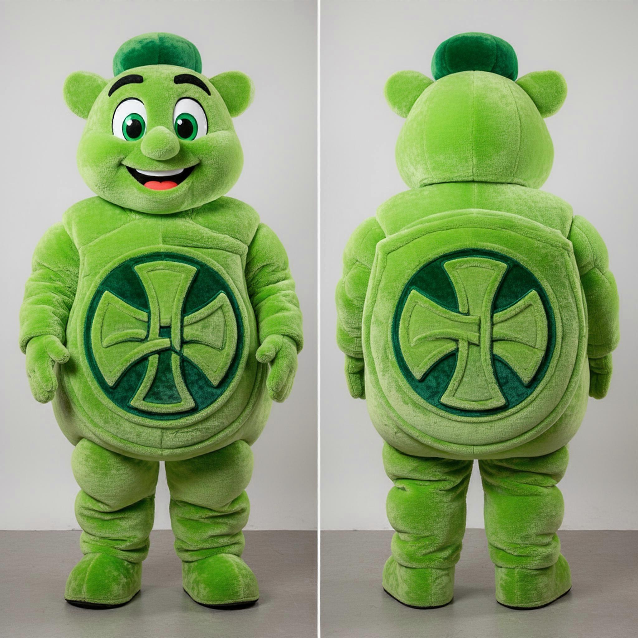MASTICOT Lime Green Padded Celtic Shield Mascot