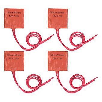 4Pcs Heat Mat Silicone Heater Pad Warmer 12V 7.5W 120 to 150 50x50mm for Pipeline Barrel