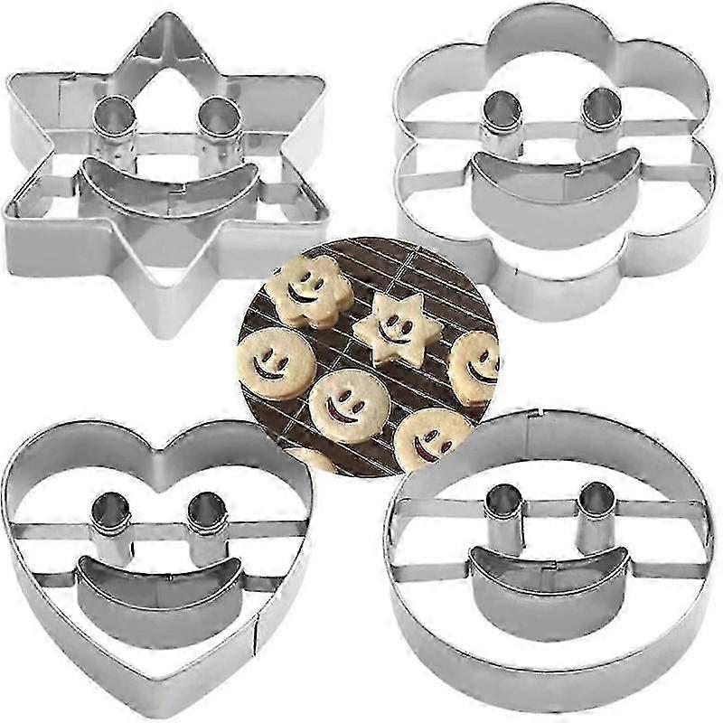 cake decorating cutters 4pcs metal smiley shape