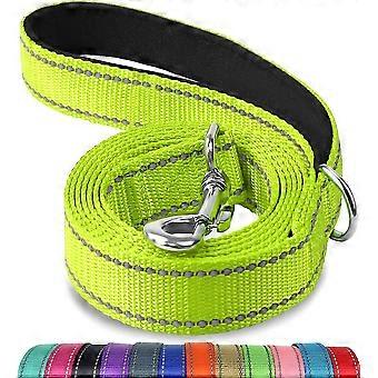 Double-Sided Reflective Dog Leash, 6 FT, Padded Handle Nylon Dogs Leashes compatible with Medium & Large Dogs Walking, Green, 6FT