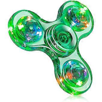Fidget Spinner Light Up LED Hand Toy Stress and Anxiety Relief for Kids Crystal Green