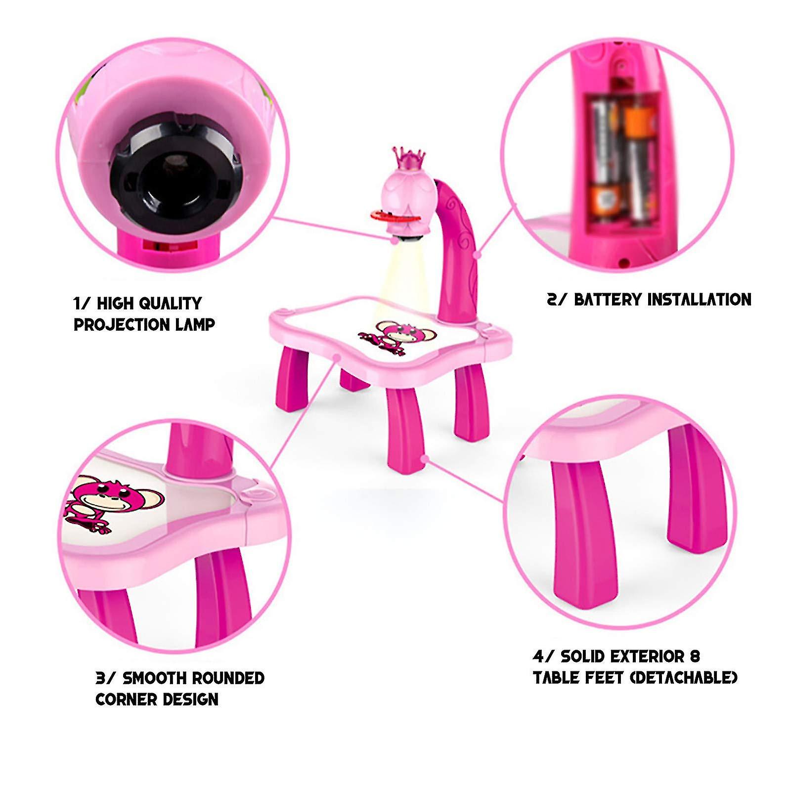 Projecteur De Dessin Pour Enfants – Table Lumineuse Et Musicale – Trace Et Colorie – 3 Pochoirs – 12 Marqueurs – Cadeau Fille Garçon Dès 3 Ans