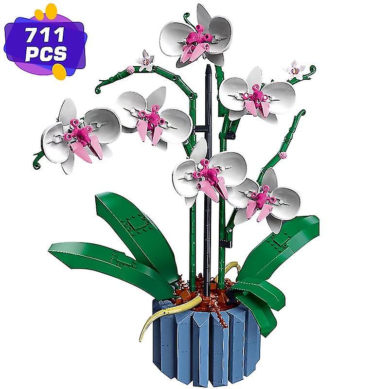 Orchideenblumenstrauß 10311 Pflanzendekor Bauset für Erwachsene; Bauen Sie ein Orchideen-Ausstellungsstück für zu Hause oder im Büro